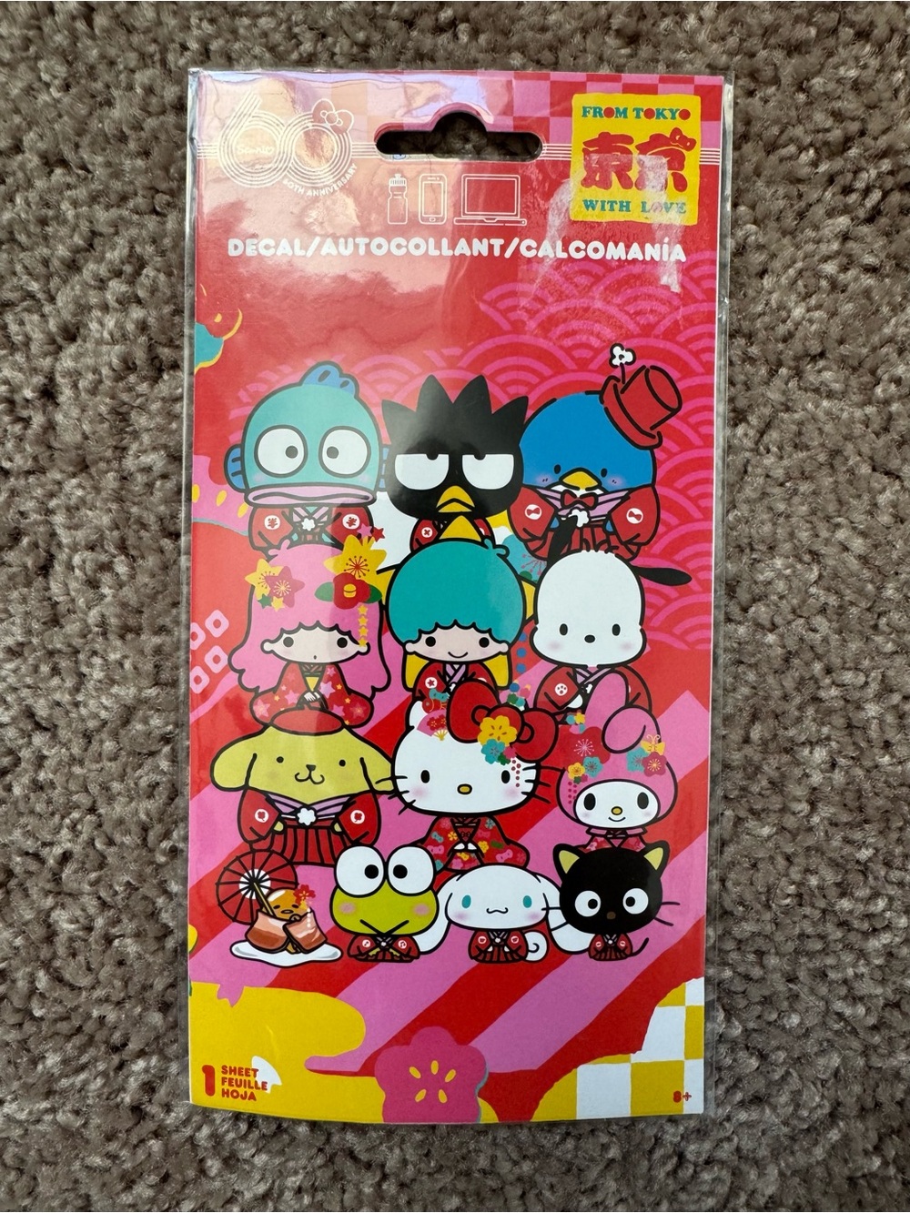 Sanrio Red & Pink Character Decal Sheet - Hello Kitty & Friends